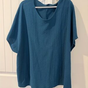 SHEIN Teal Blue Relaxed Scoop Neck Tunic